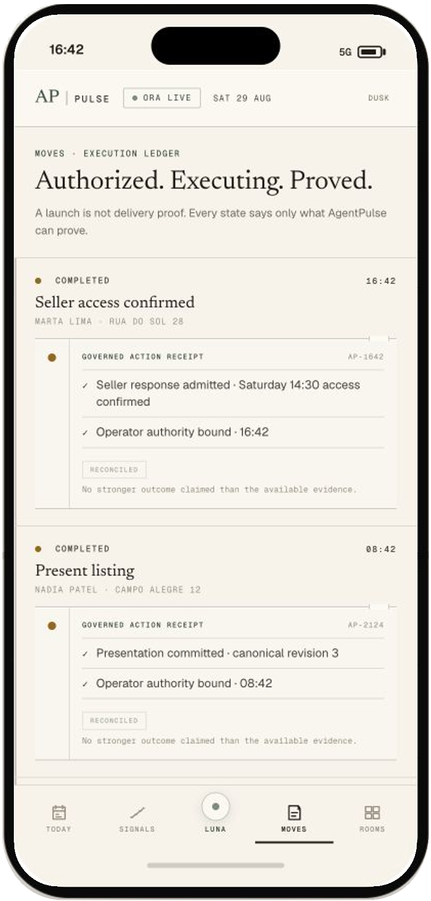 AgentPulse follow-through product screen