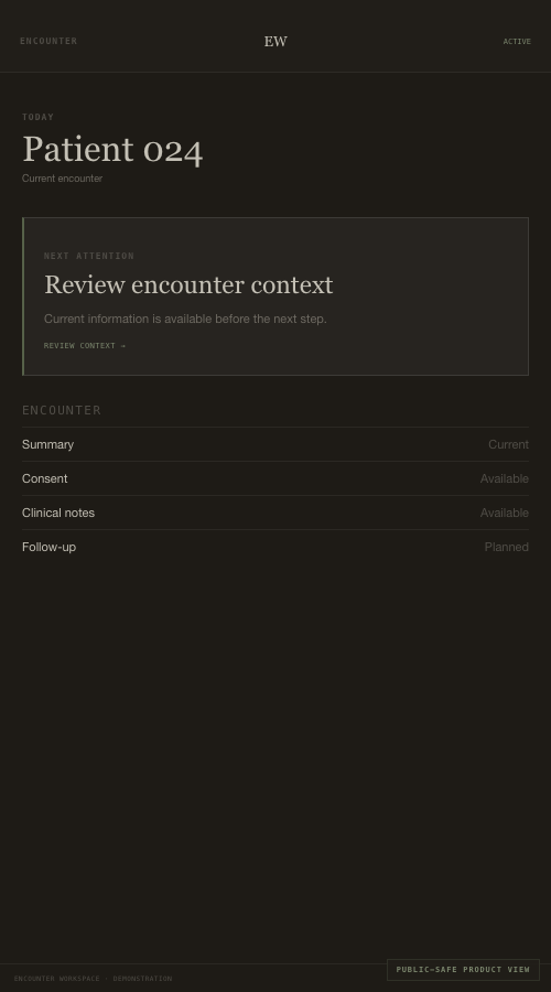 Sanitised Encounter Workspace mobile demonstration