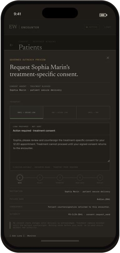 Encounter Workspace Companion treatment consent request